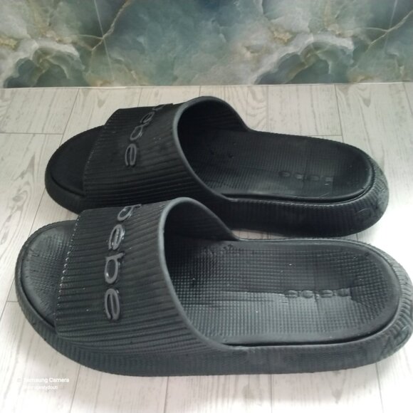 Bebe Black Men's Rubber Slides Slippers Sandals Size 10 Good Used Condition - Picture 2 of 7